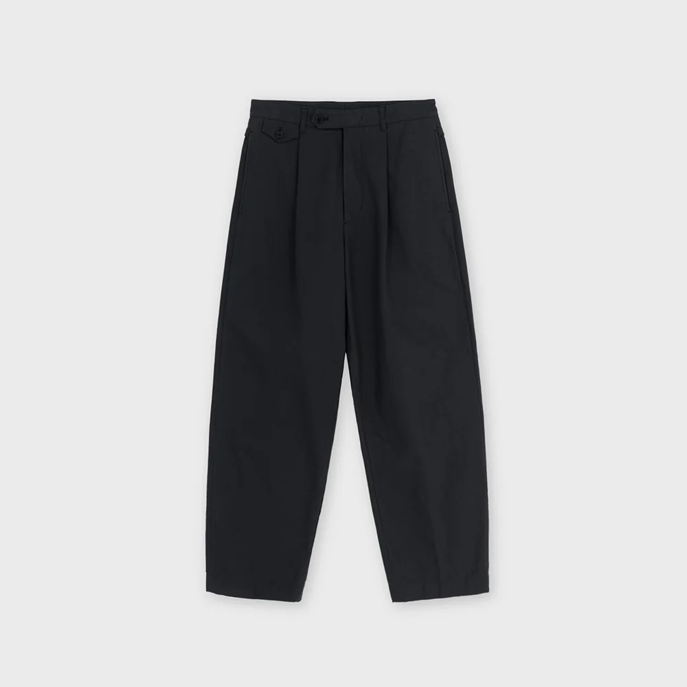 Loose Tapered Cotton Pants, Black