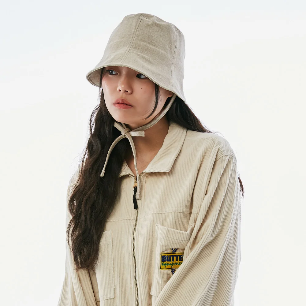 MINIMAL STRAP LINEN BUCKET HAT(2COLOR)