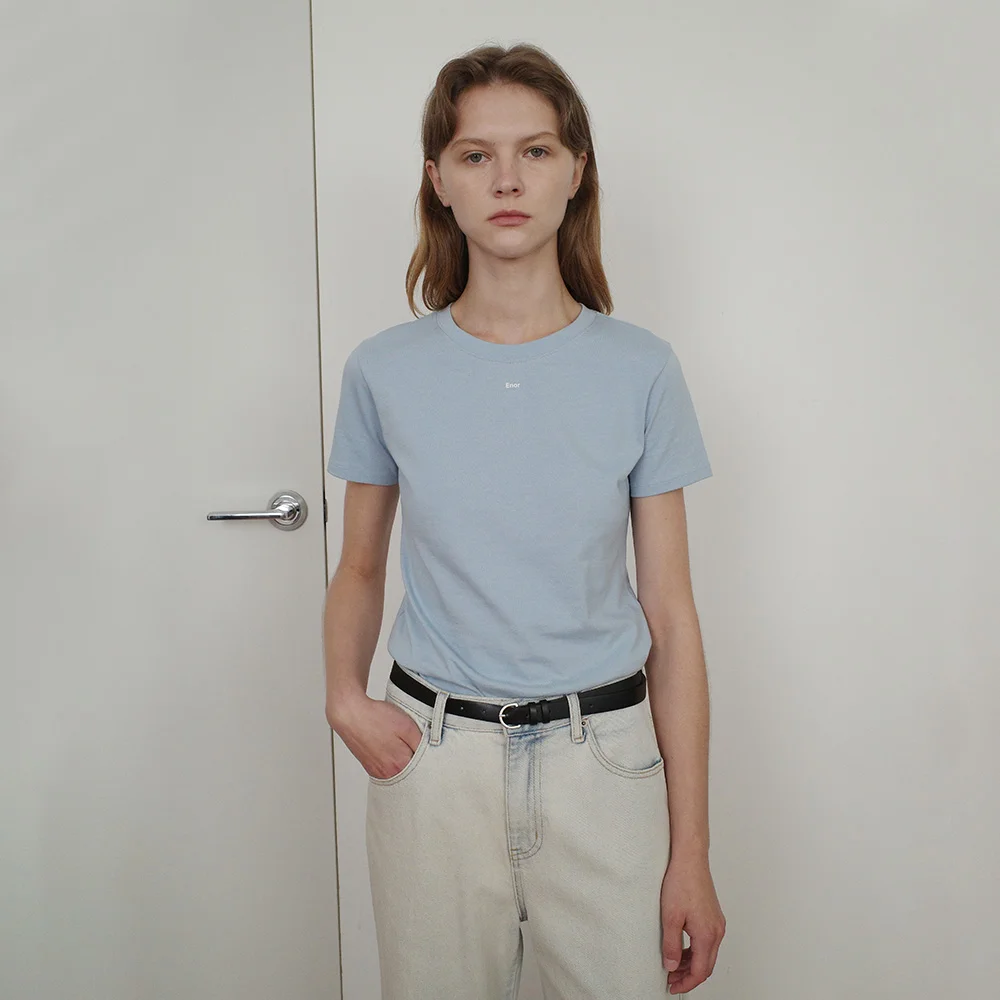 BASIC ENOR CROP T-SHIRT - BLUE