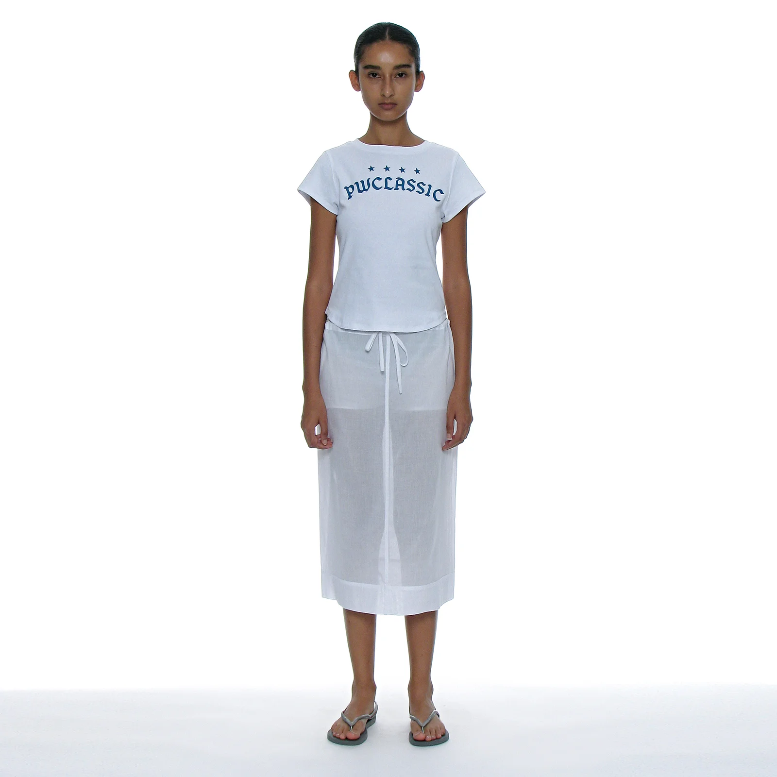 SHEER MIDI SKIRT_WHITE