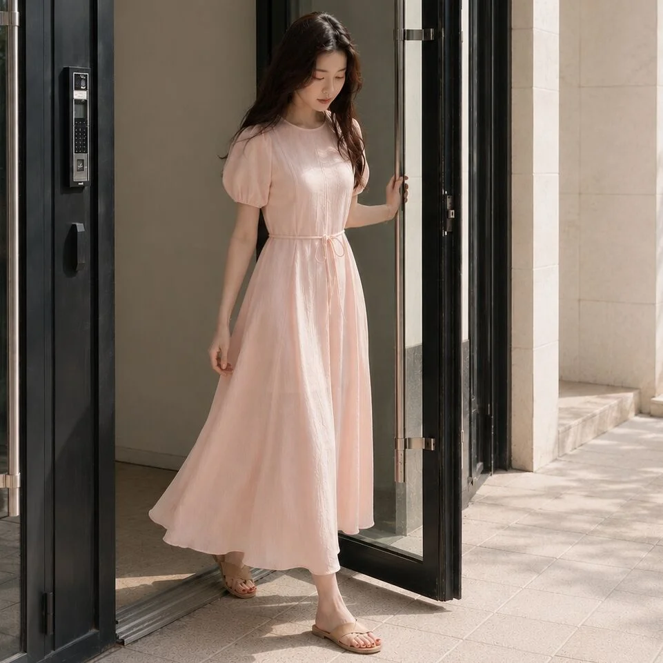 流線 Slip 套裝 連衣裙 PINK
