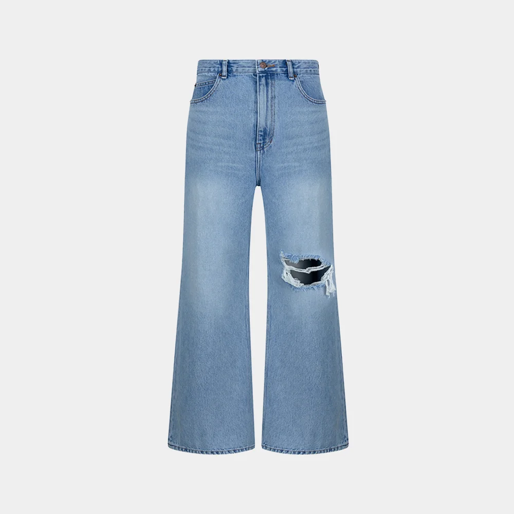 (M) DESTROYED STRAIGHT JEANS - LIGHT BLUE