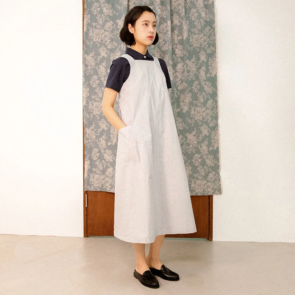 Square Neckline Sleeveless Dress - Gray