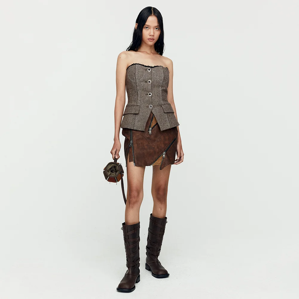 AIKA HERRINGBONE BUSTIER atb978w(GREY)