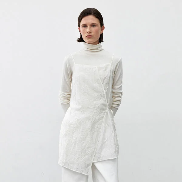 WRAP LAYERED SLEEVELESS BLOUSE(BL-4362)