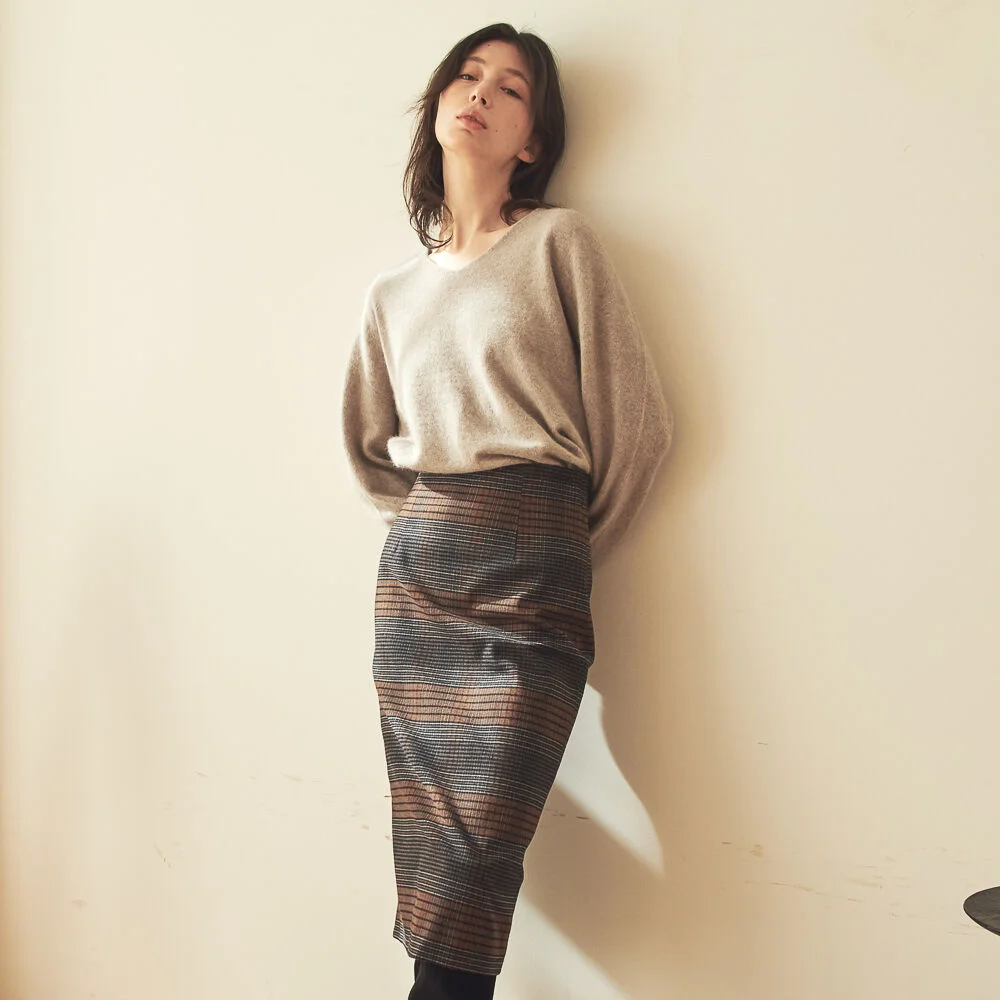 SLIM PENCIL SKIRT_CH.BLACK