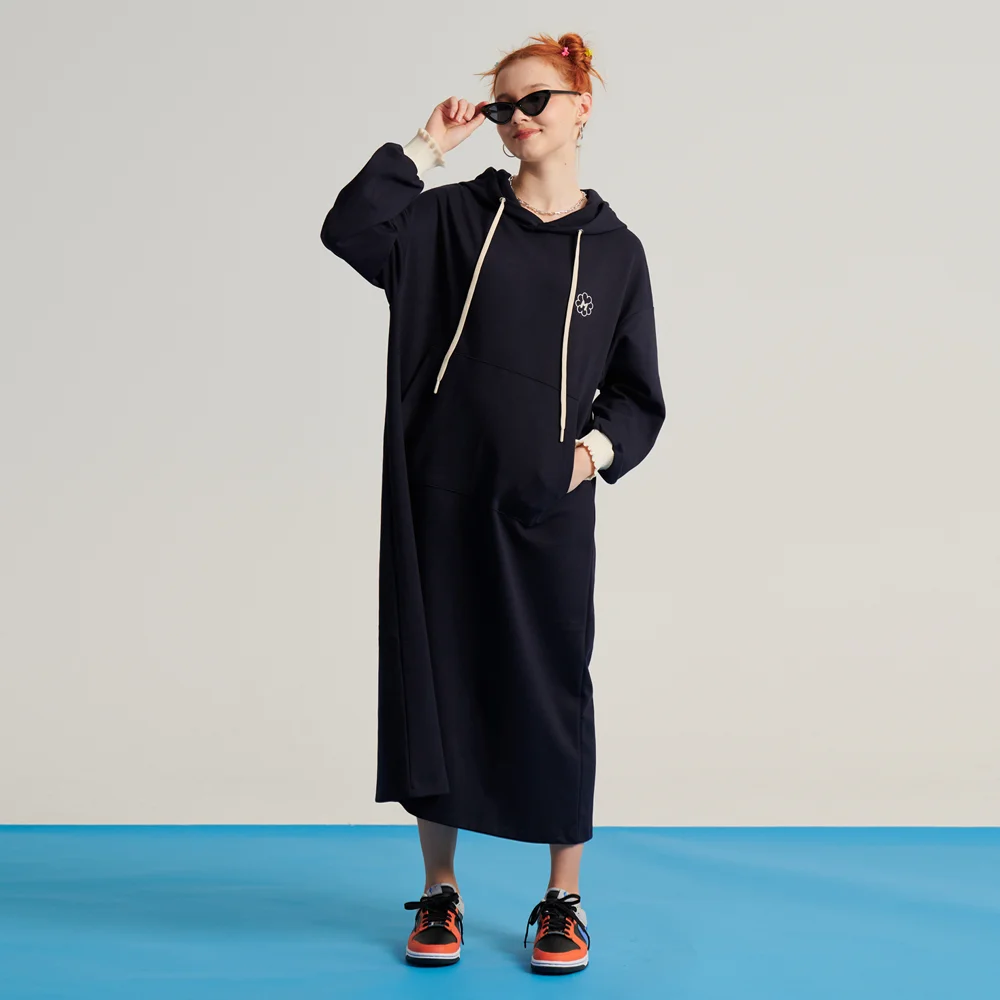 MET shirring hoody dress navy