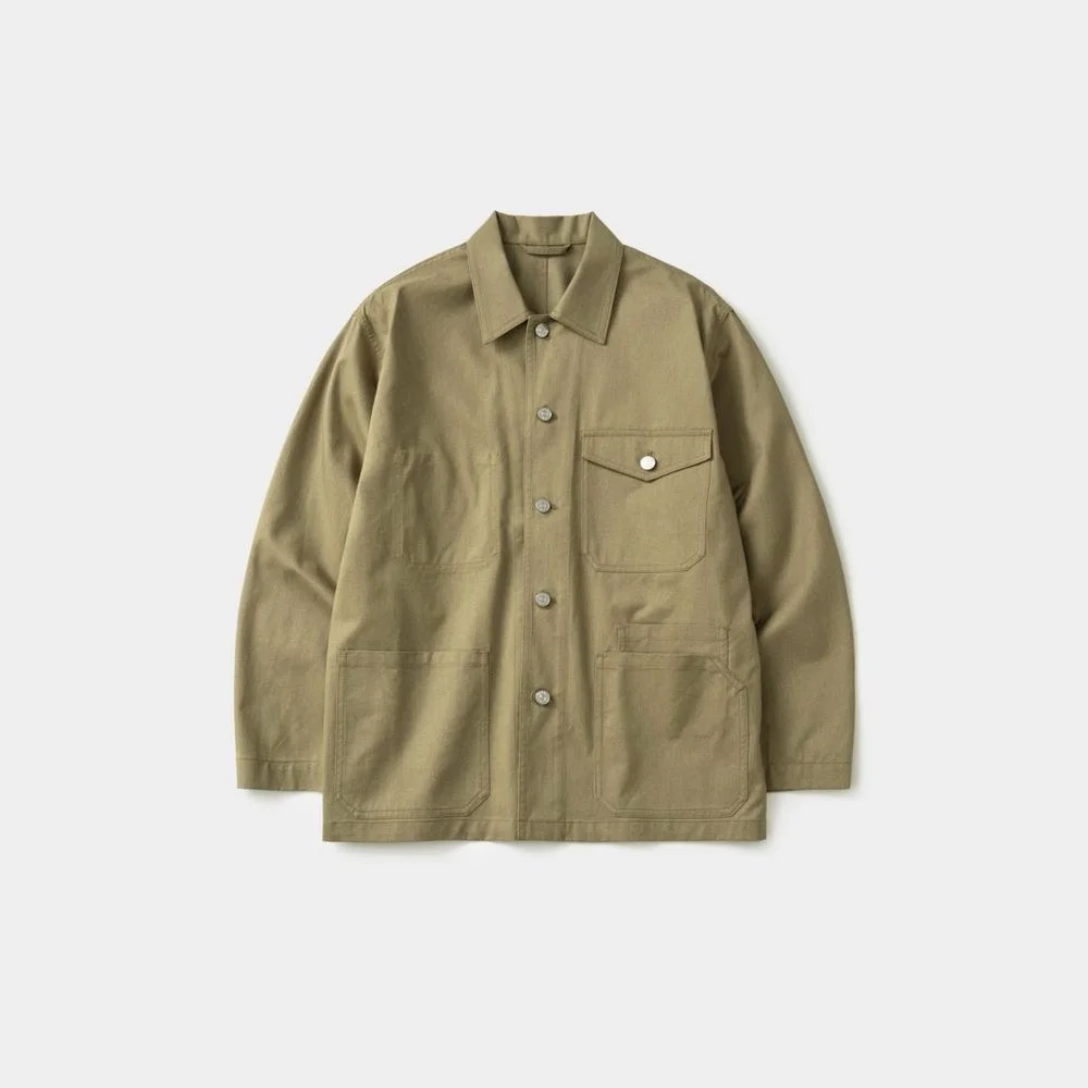 Twill Cotton Chore Jacket (Light Khaki)
