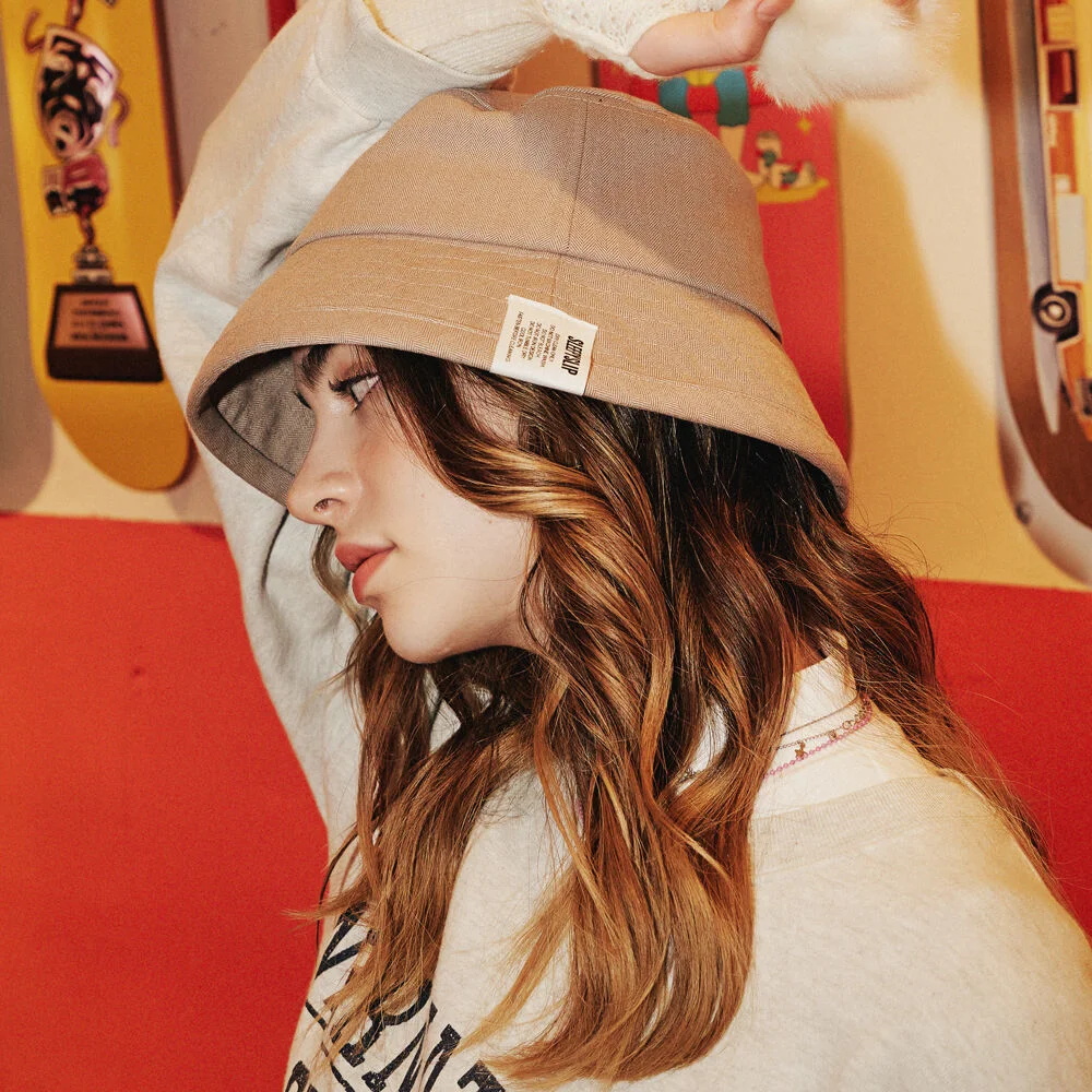 SL HERRINGBONE BEIGE BUCKET HAT