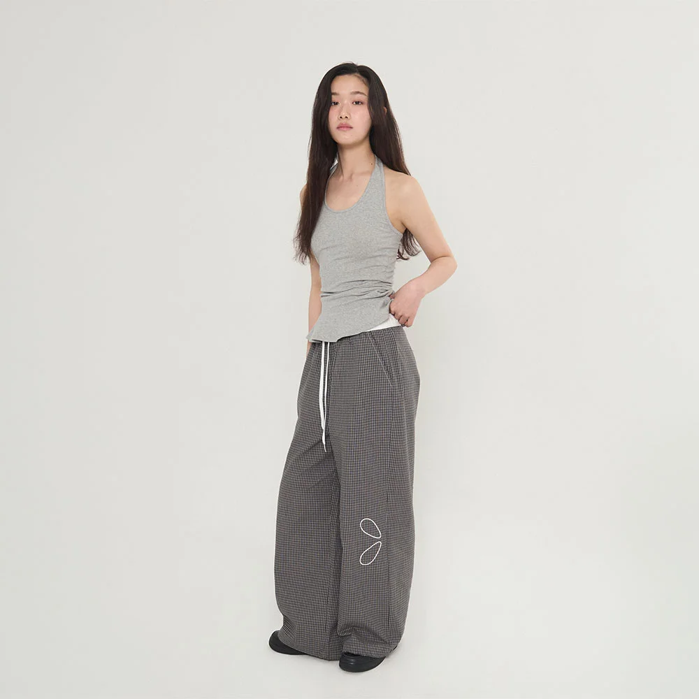 Signature Wide Check Pants_Charcoal
