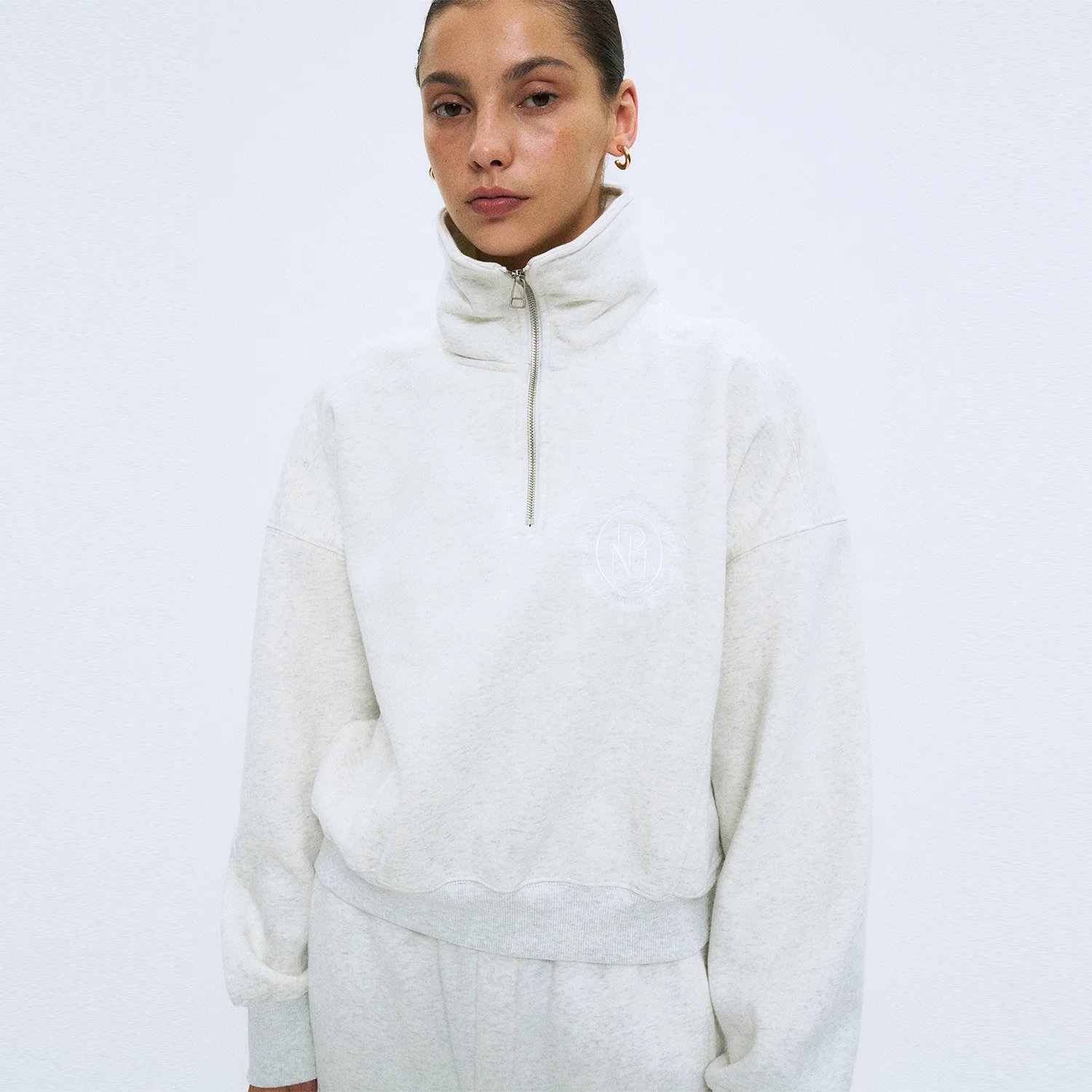 CLASSIC LOGO HALF ZIP-UP SWEATSHIRT_MELANGE