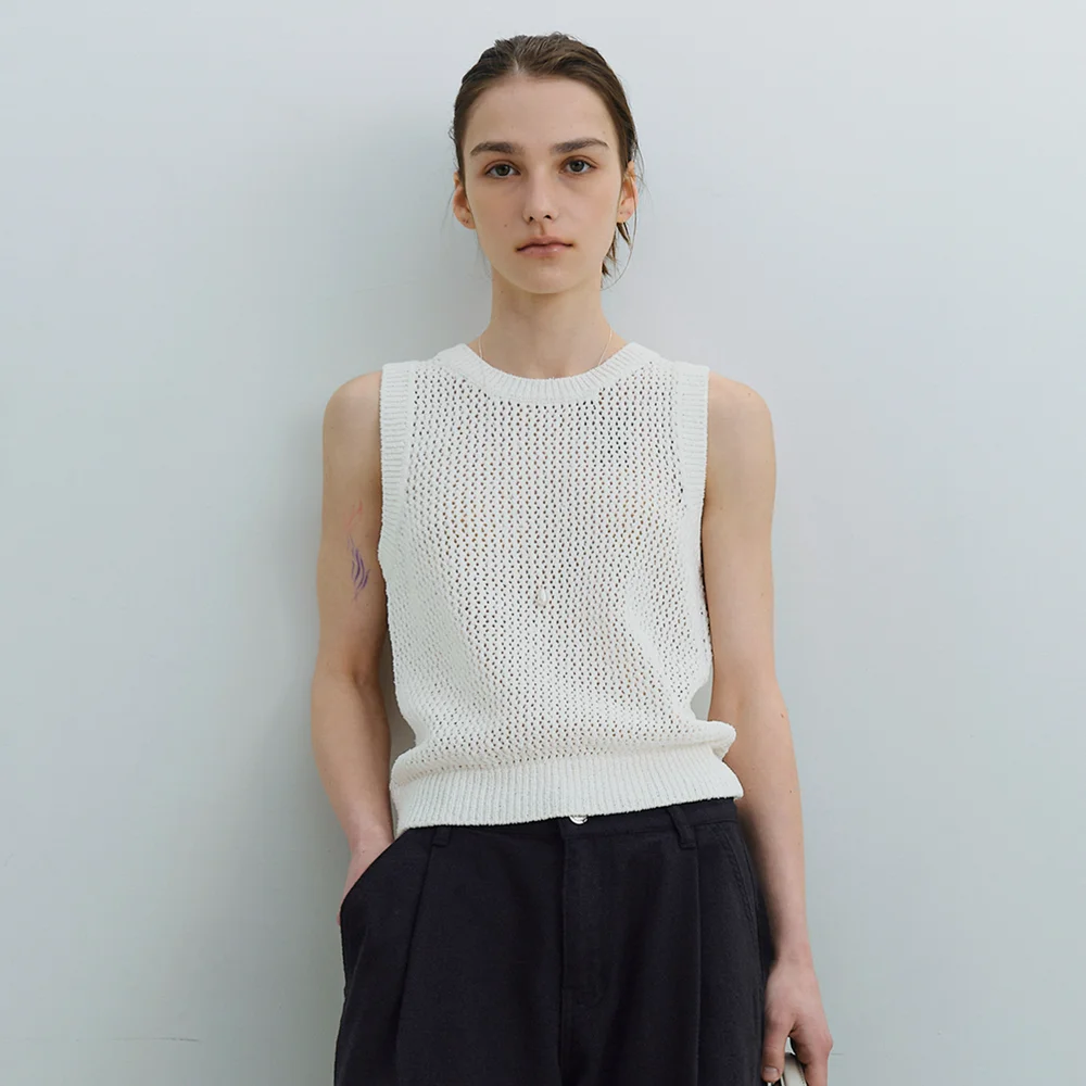 Net sleeveless knit (ivory)