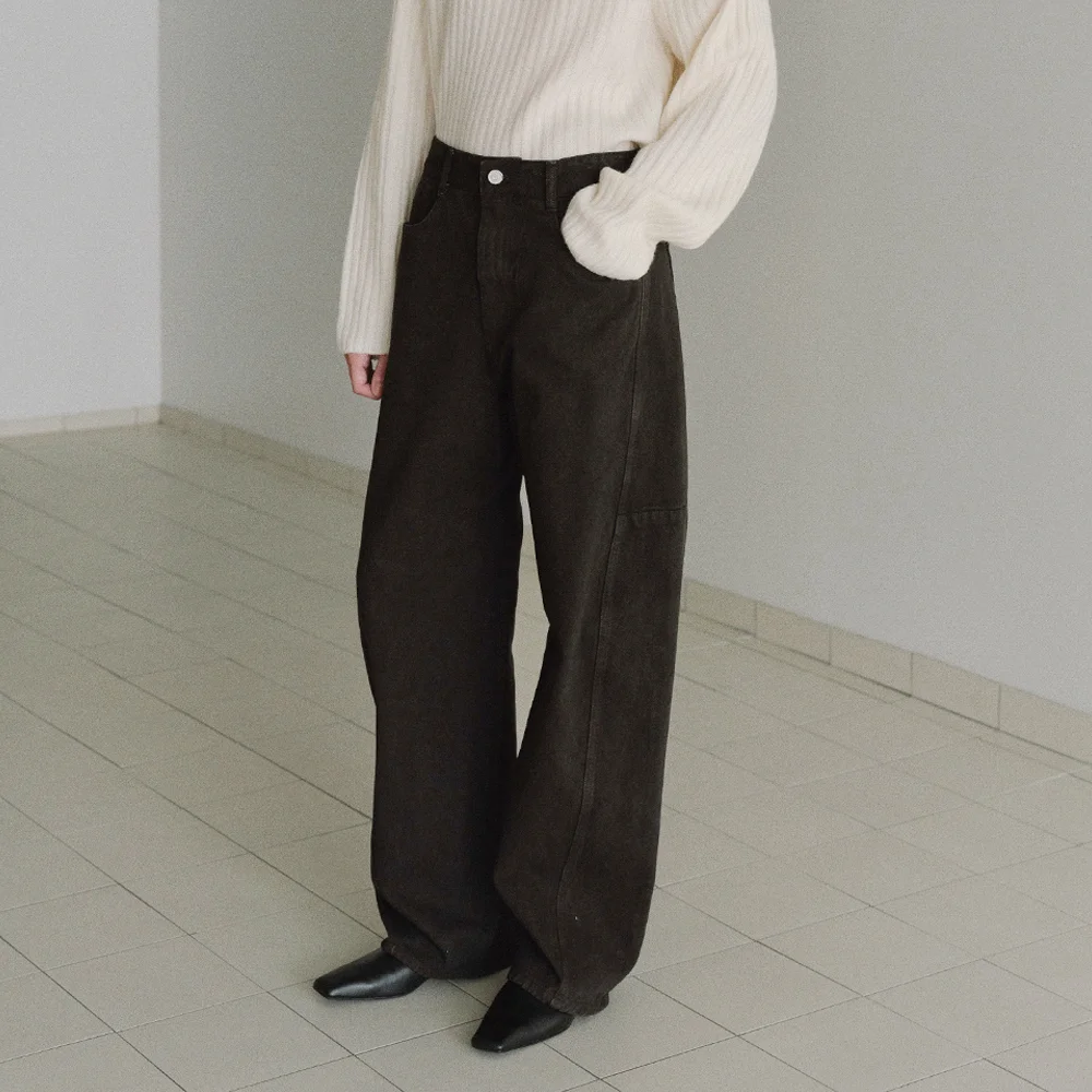 Round tomboy denim (brown)