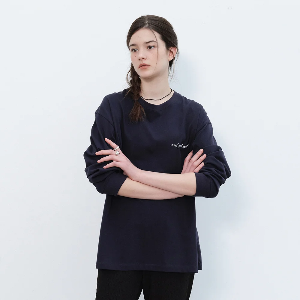 Sad Girl Club Long Sleeve T-Shirt-Navy