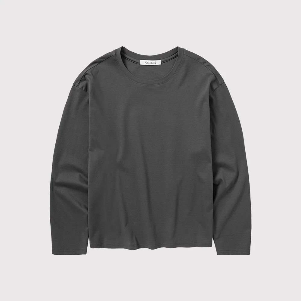 Gija 純棉 短版 LS T恤_CHARCOAL