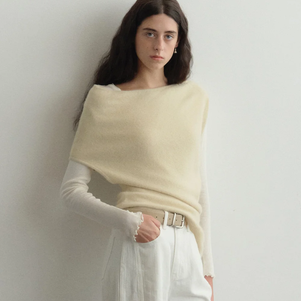 Cerin Wool Draped Knit (Butter)