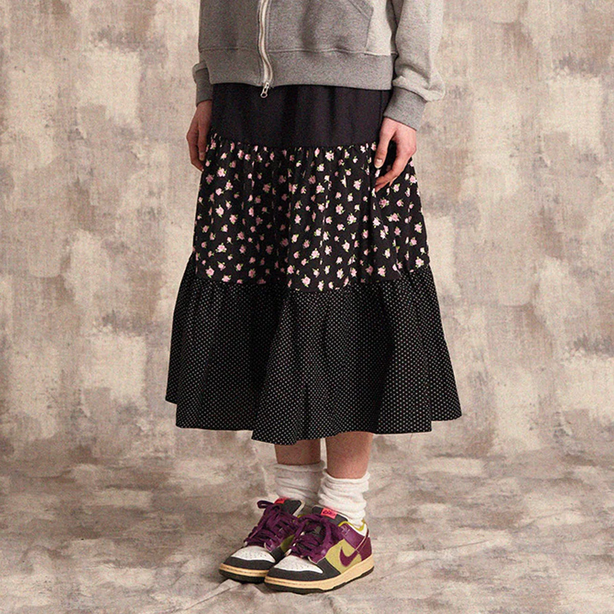 butterfly shirring skirts(MULTI/FLOWER)