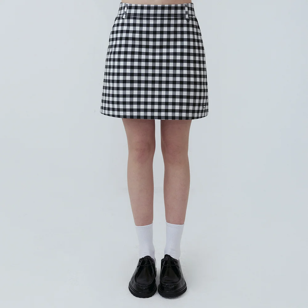 Gingham Check Skirt (Black)