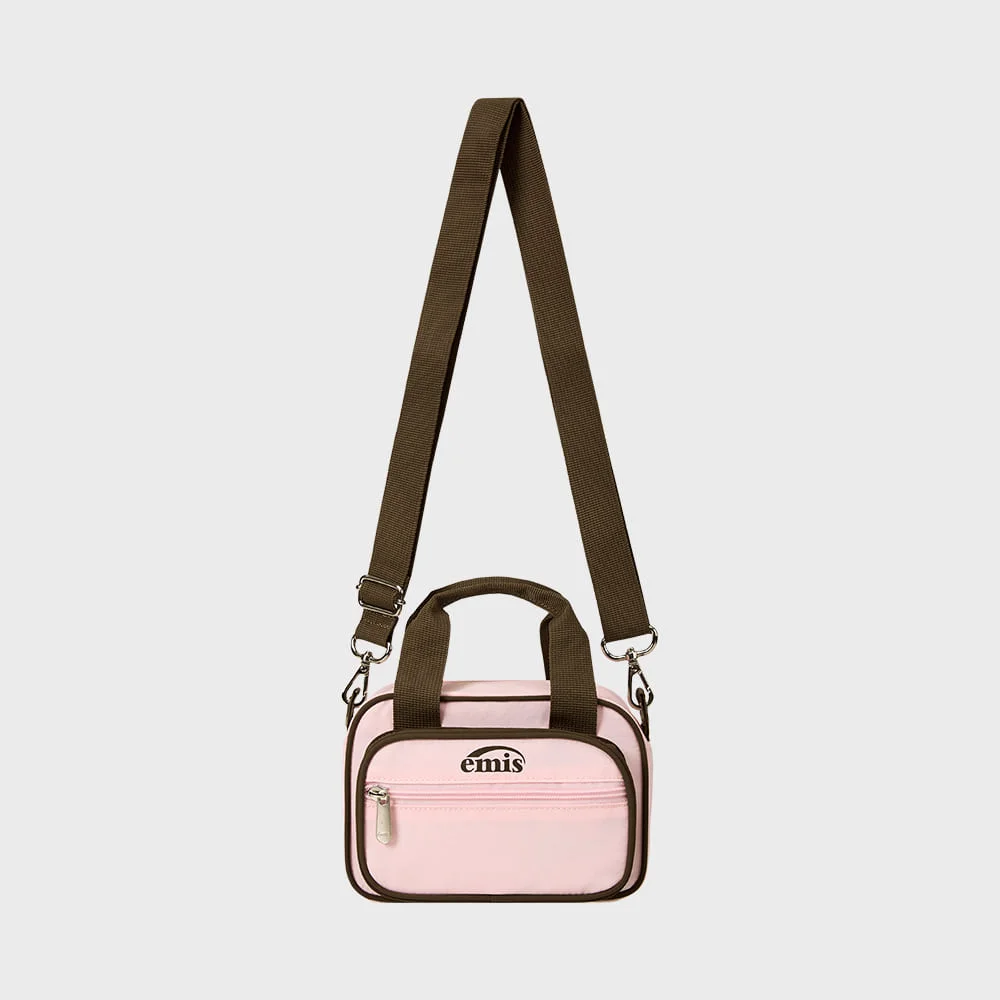 NYLON COLOR-BLOCK MINI CROSS BAG-PINK