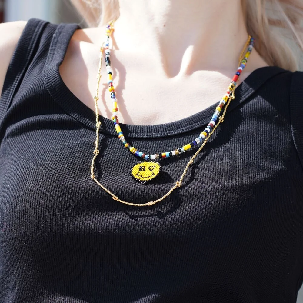 Smile pendant beads Necklace 串珠 笑臉 頸鏈