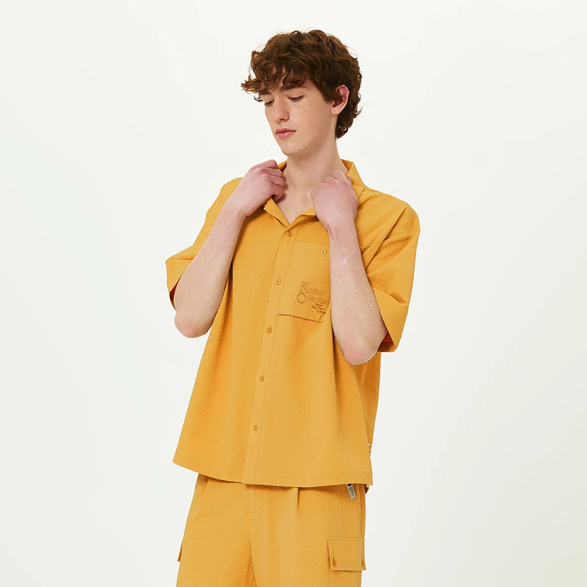 微風 淺 泡泡紗 衣領 襯衫外套 YELLOW