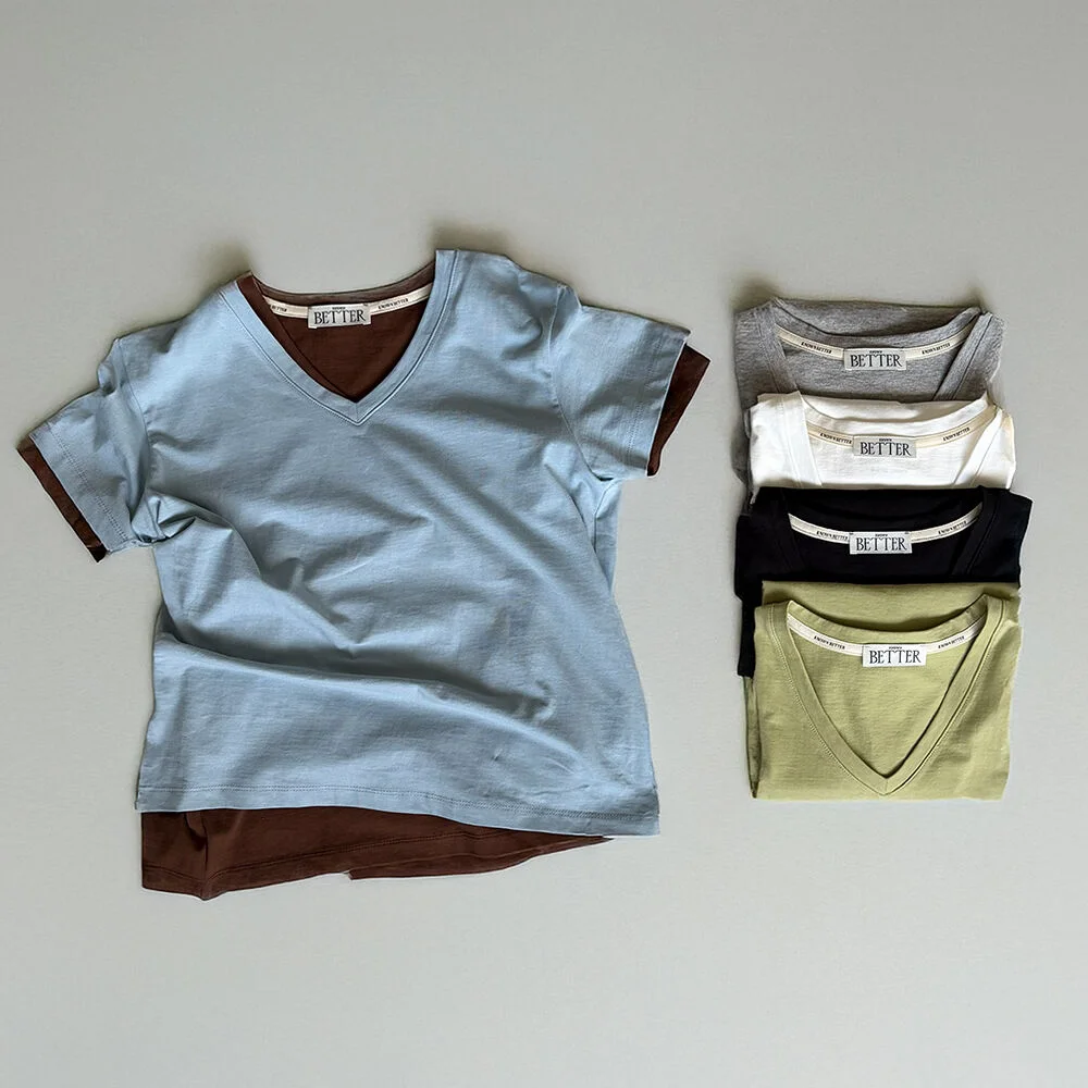 Soft basic v-neck T-shirt _6color