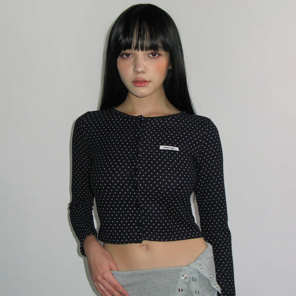 DOT BRUSHED CARDIGAN_NAVY