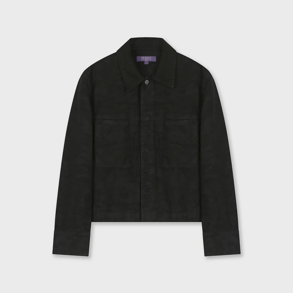 JACQUARD DENIM SHORT WORK JACKET BLACK