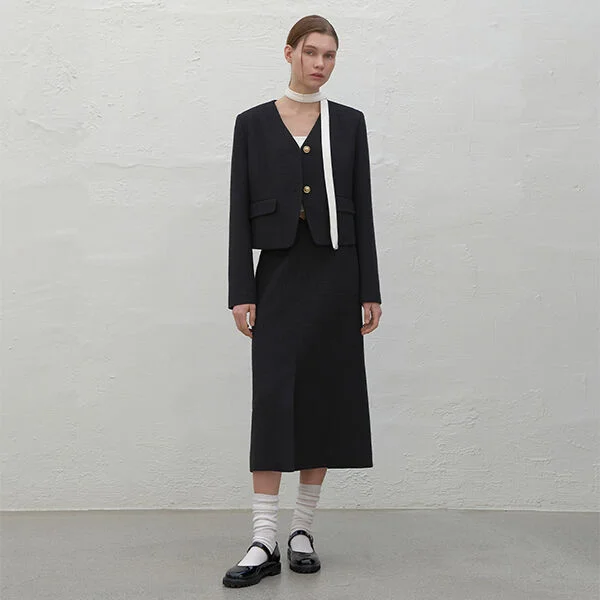 DEAR TWEED SET-UP MIDI SKIRT(SK-4895)