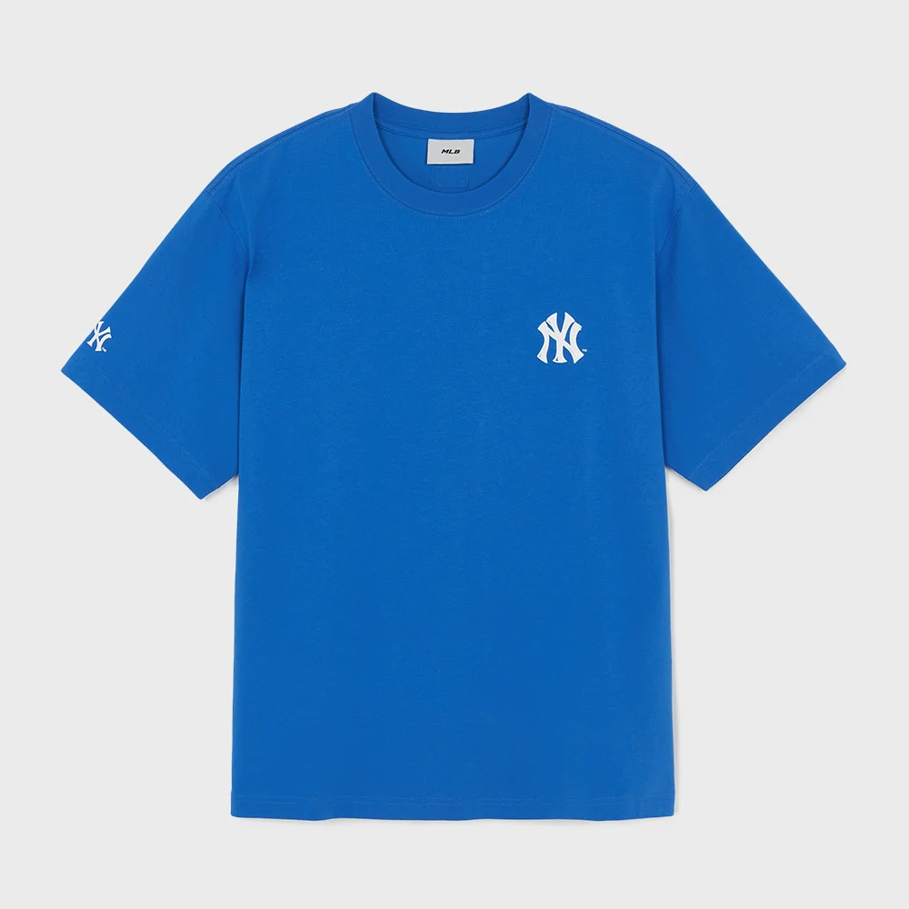 基本款 街頭 背後字母 寬鬆版型 短袖 T恤 NY (Neon Blue)