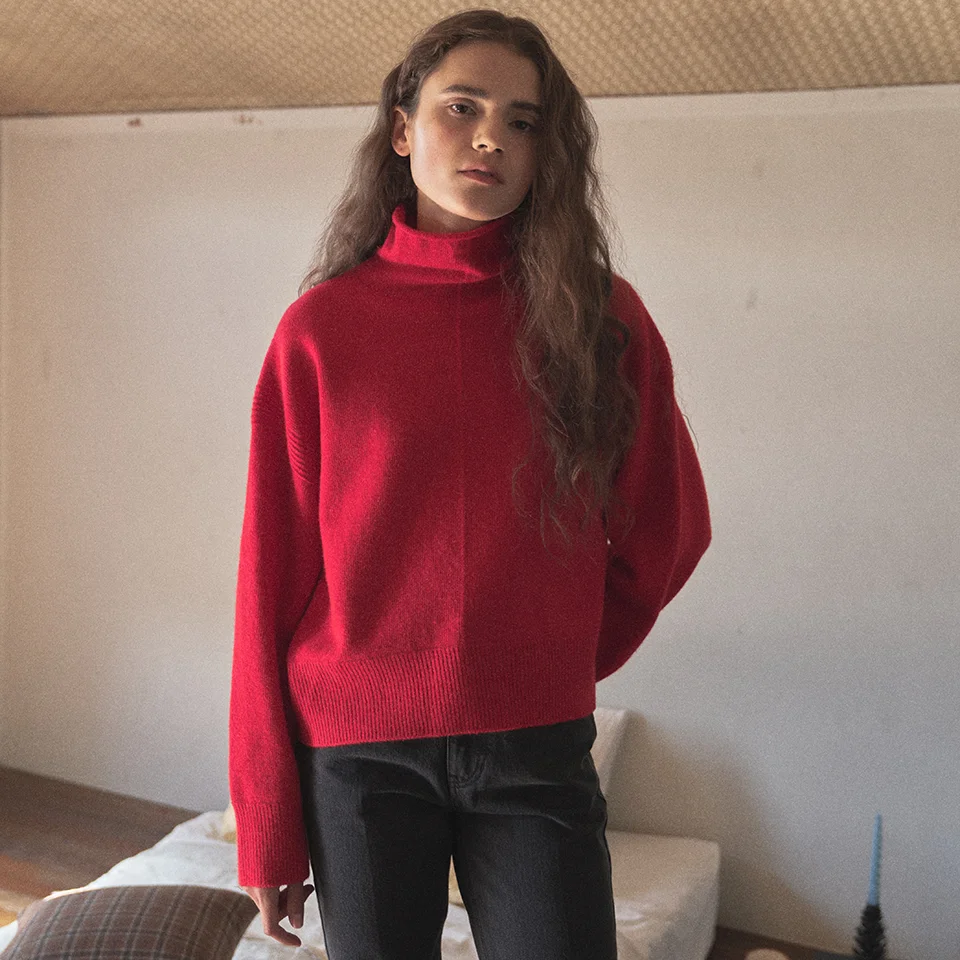 cashmere wholegarment turtleneck (red)