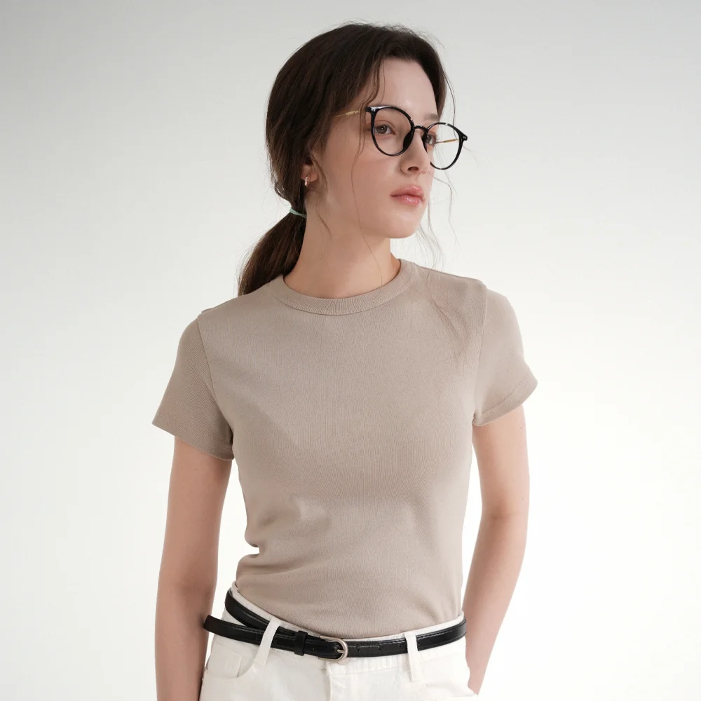 Cotton Basic Half Tee (beige)