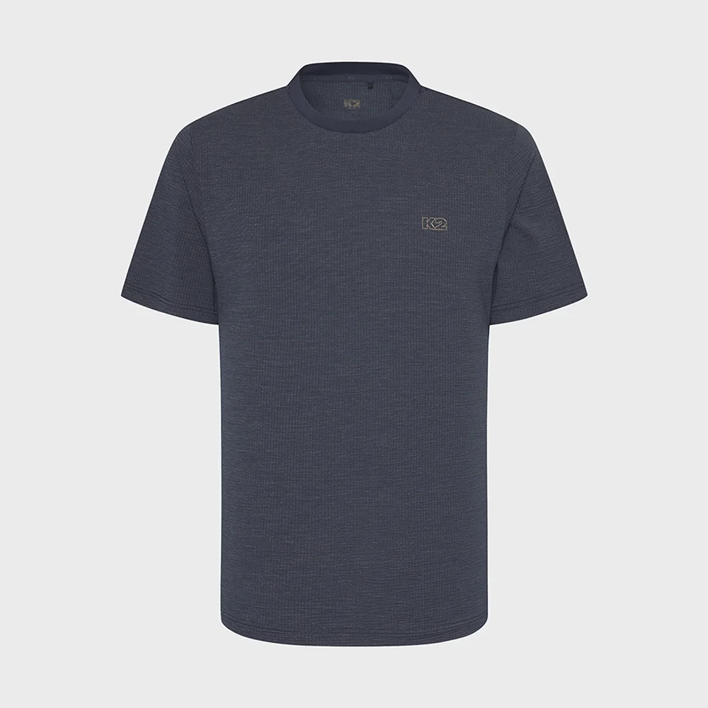 Seersucker ICE WAFFLE MARINA 圓領_MELANGE DARK NAVY_KMM26247D4
