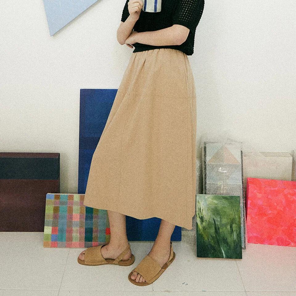 banding full skirt (beige)