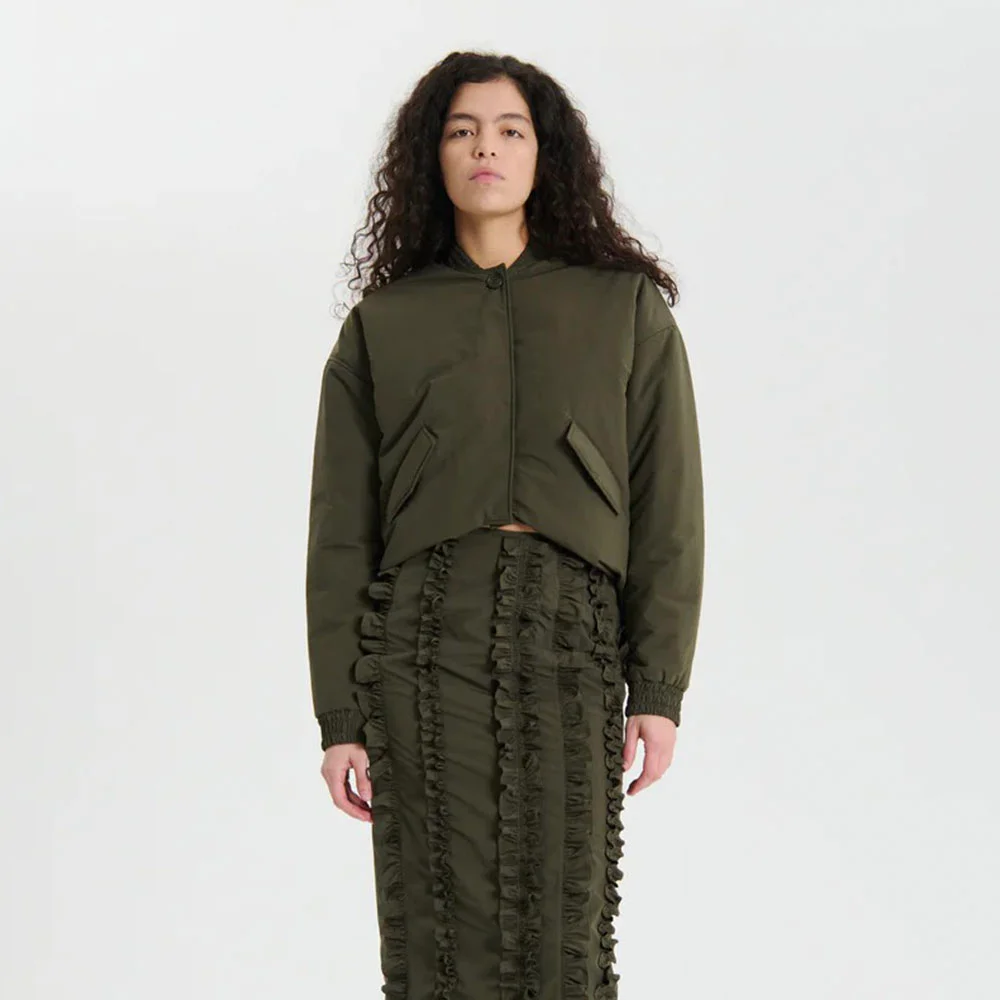 (W) UBON JACKET RECYCLED TAFFETA (GREY OLIVE)