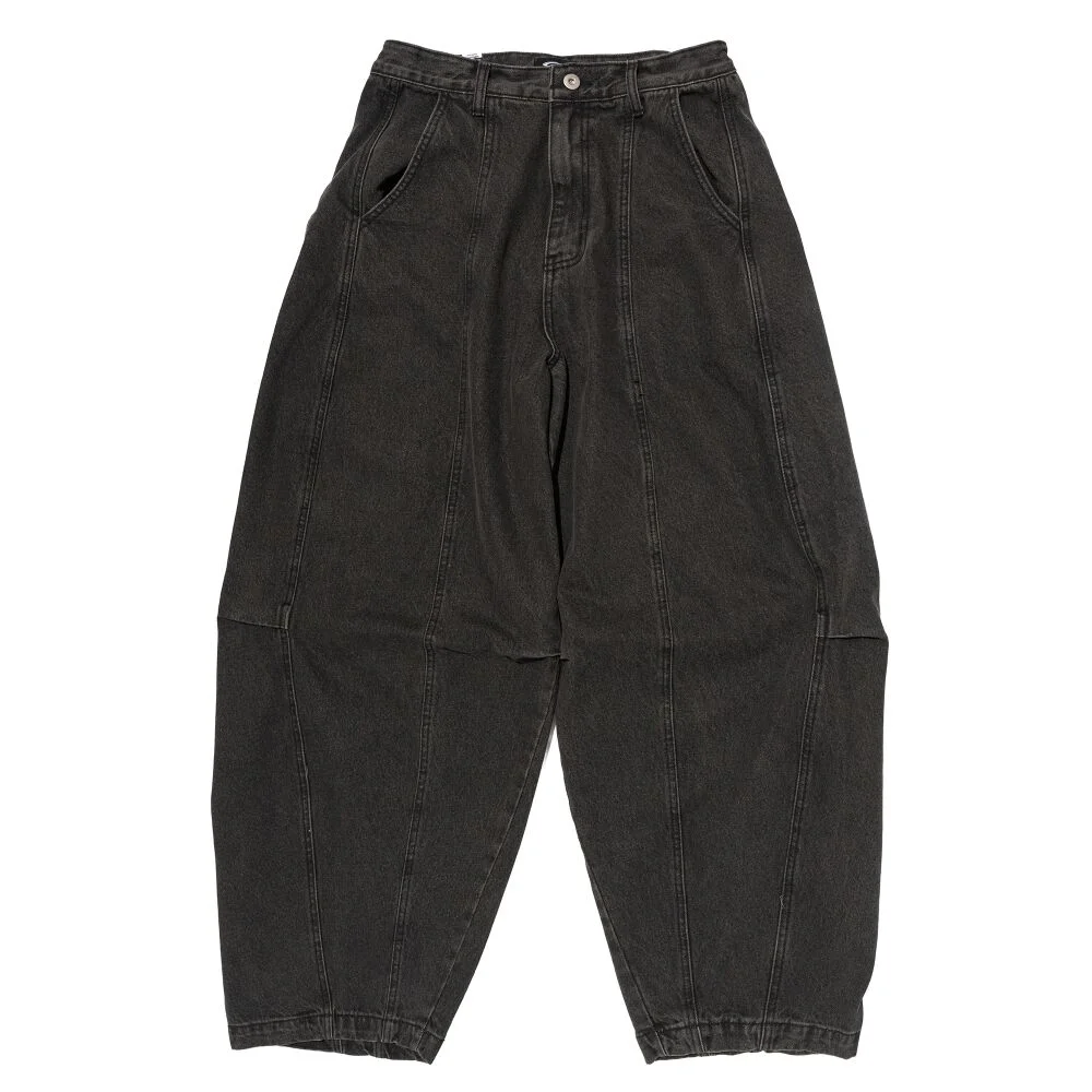 CURVED LINE WASHING DENIM PANTS (BLACK)
