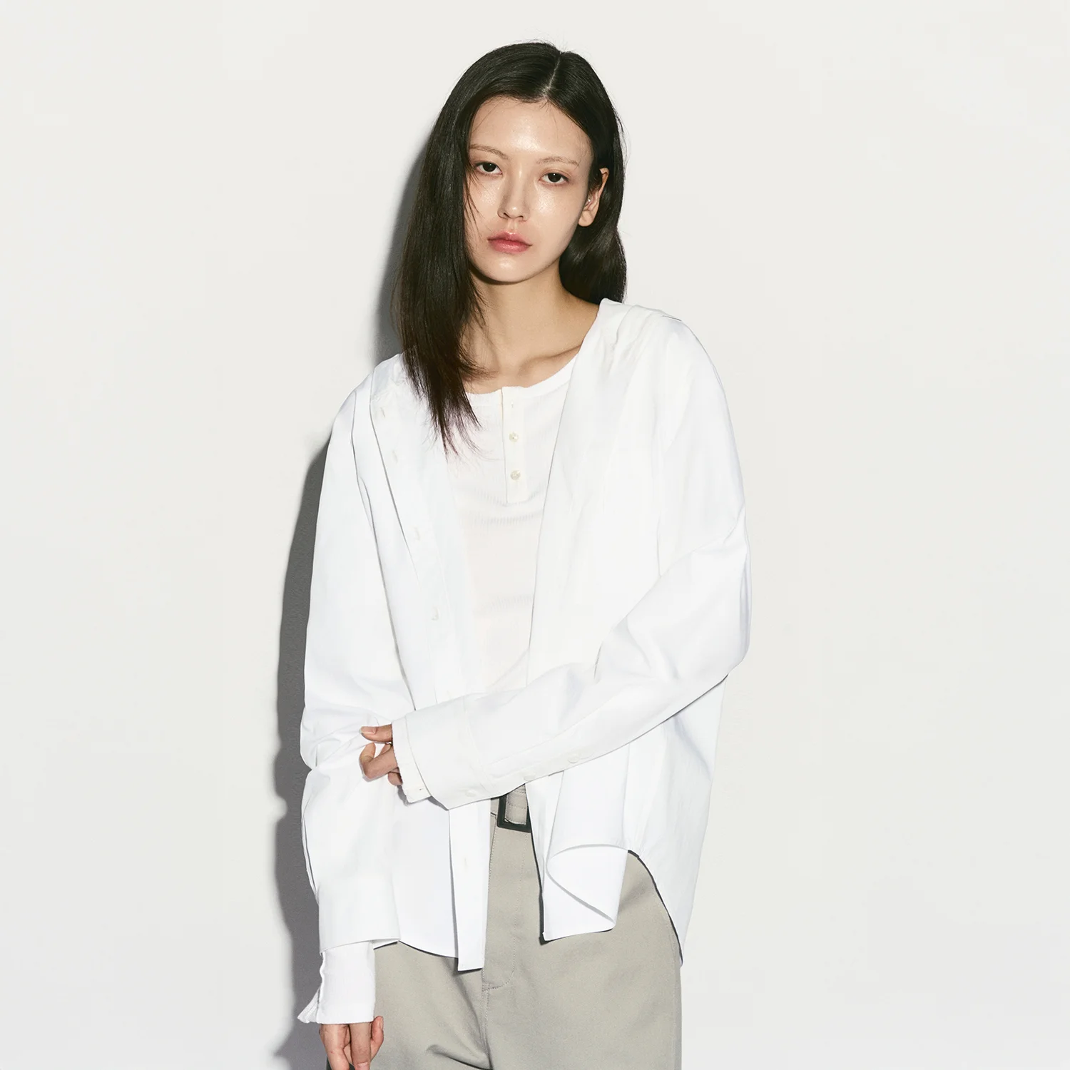 HOODED SHIRTS JACKET WHITE
