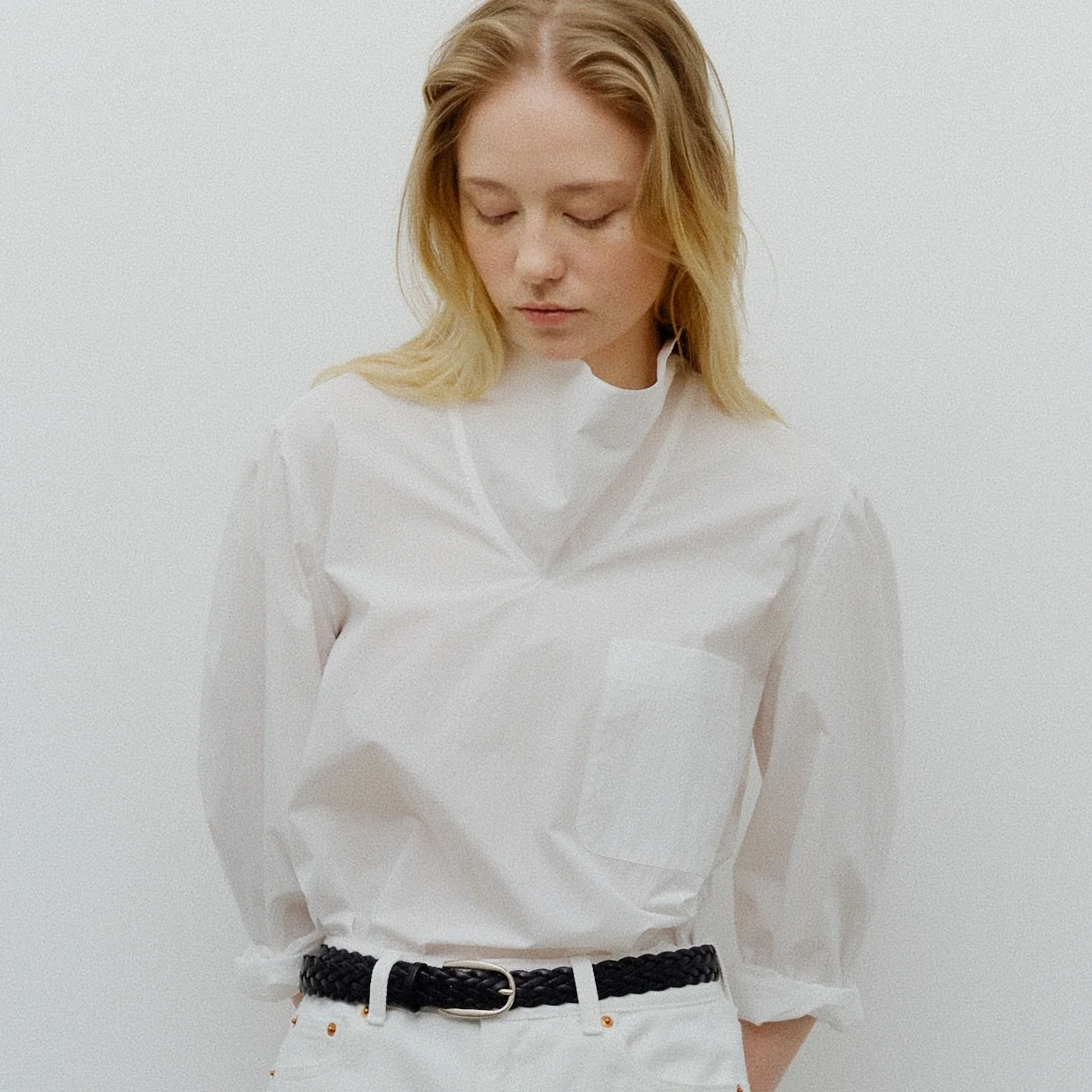 volume cowl neck blouse (off white)