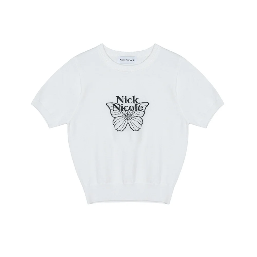 MINI BUTTERFLY SIGNATURE HALF KNIT_IVORY BLACK