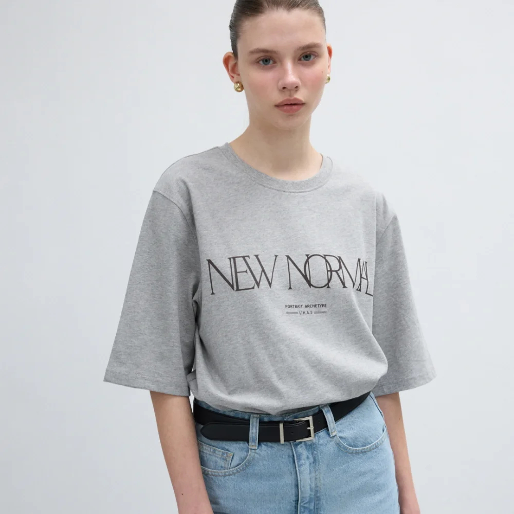 NEW NORMAL SLOGAN T-SHIRT_MELANGE GRAY