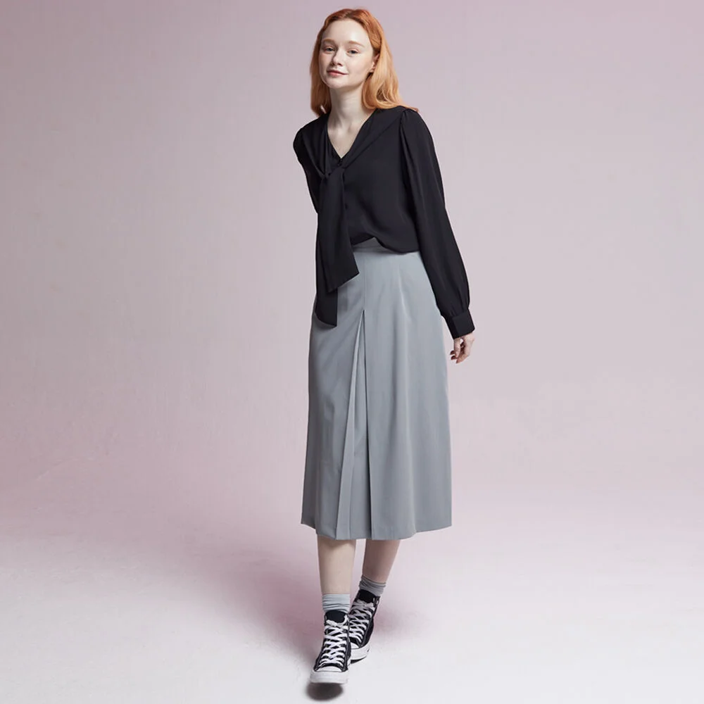 Slot Seam Skirt Gray