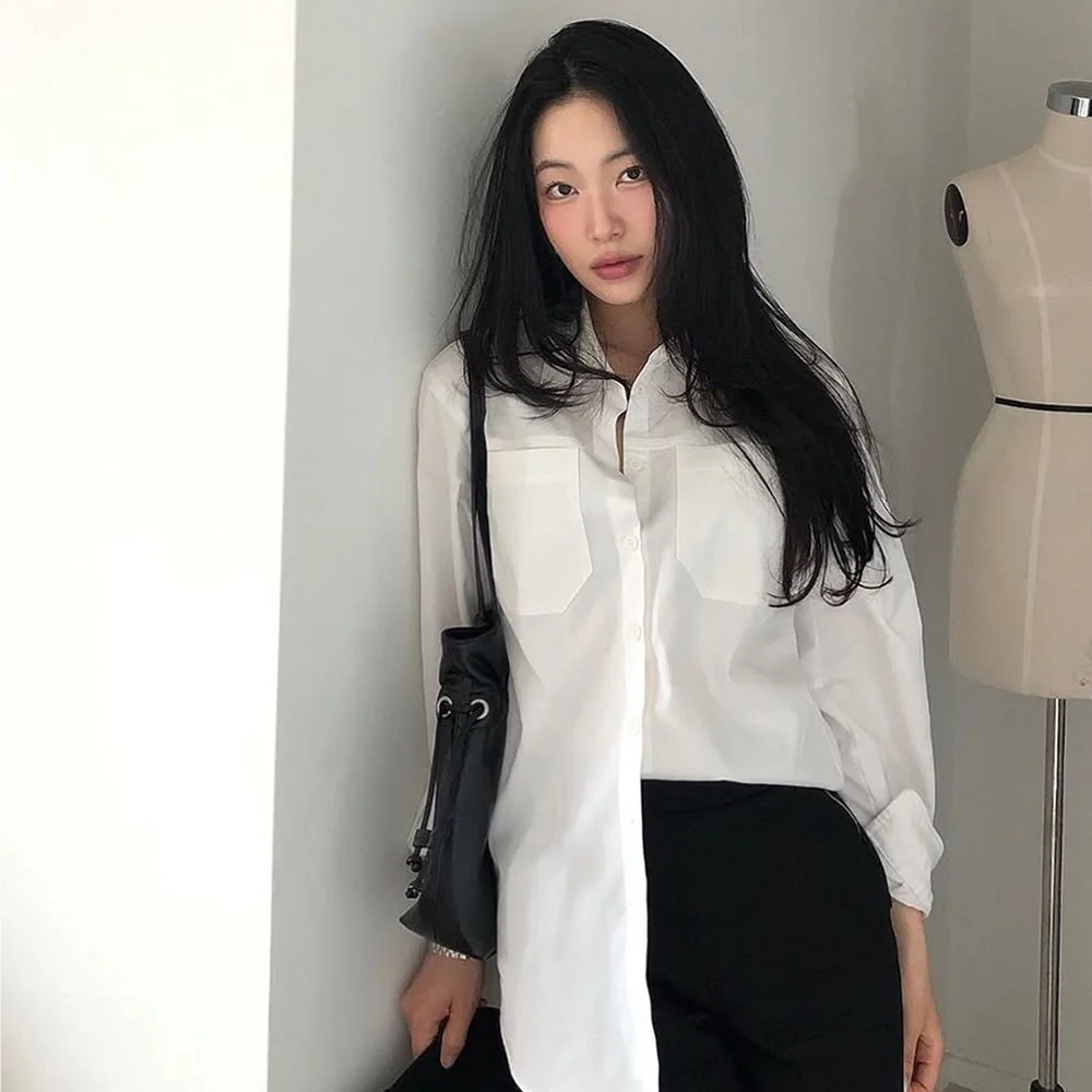 基本款 口袋 襯衫_白色