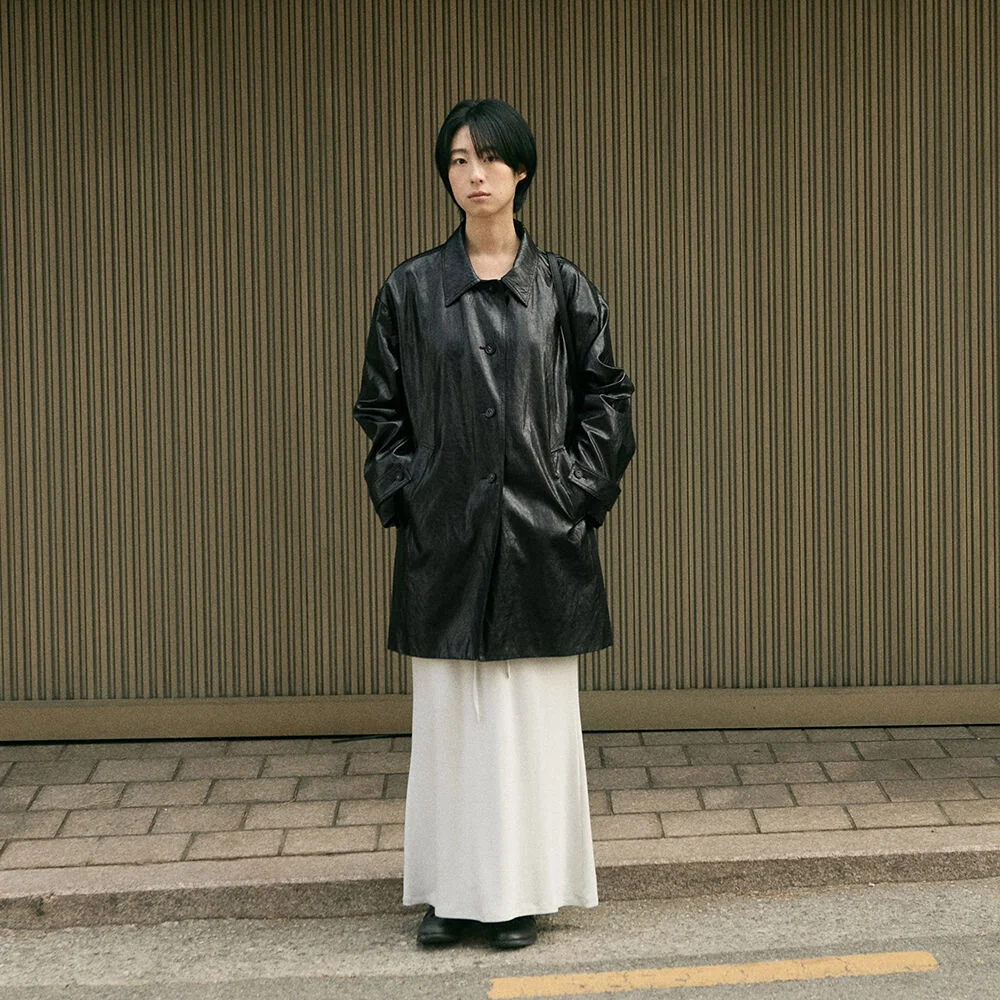 LEATHER HALF COAT