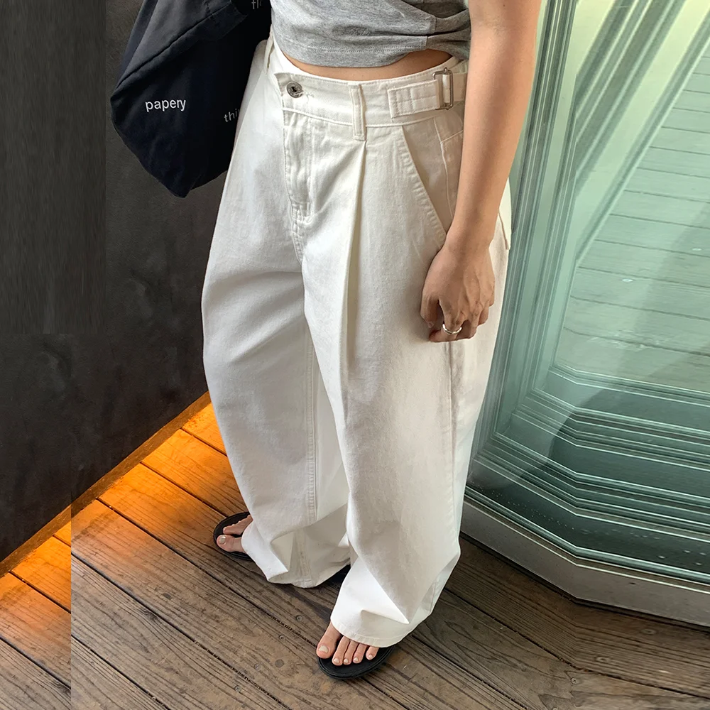 Pintuck belt denim (white)
