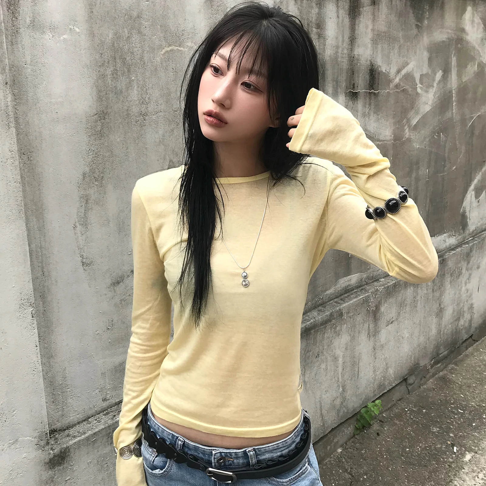L23 SLIM TENCEL T-SHIRT(YELLOW)