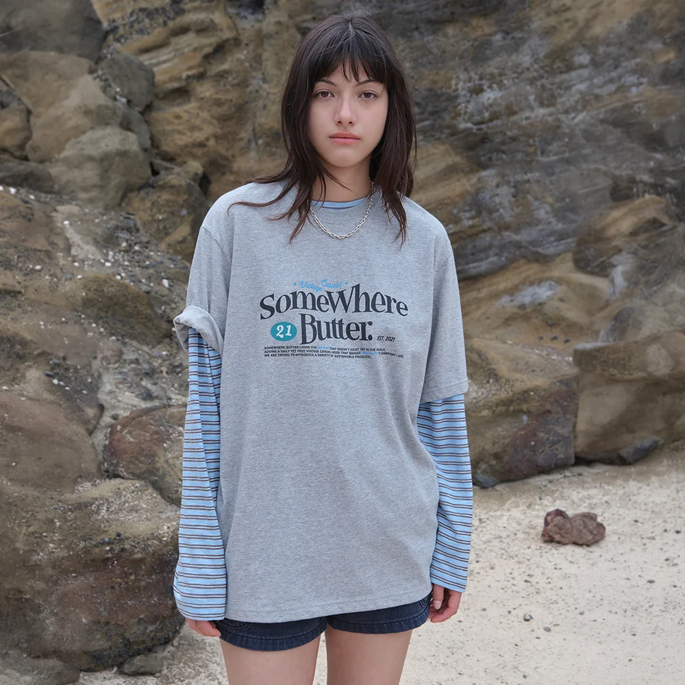 21 Wave Logo Over-Fit Top - Grey