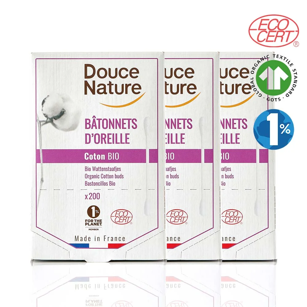 Douce Nature 有機 純棉 100% 棉花棒 200件裝 x3個