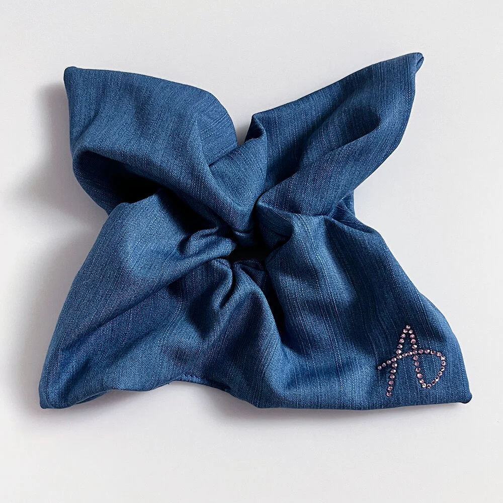 Denim Square Scrunchie / Mid Blue