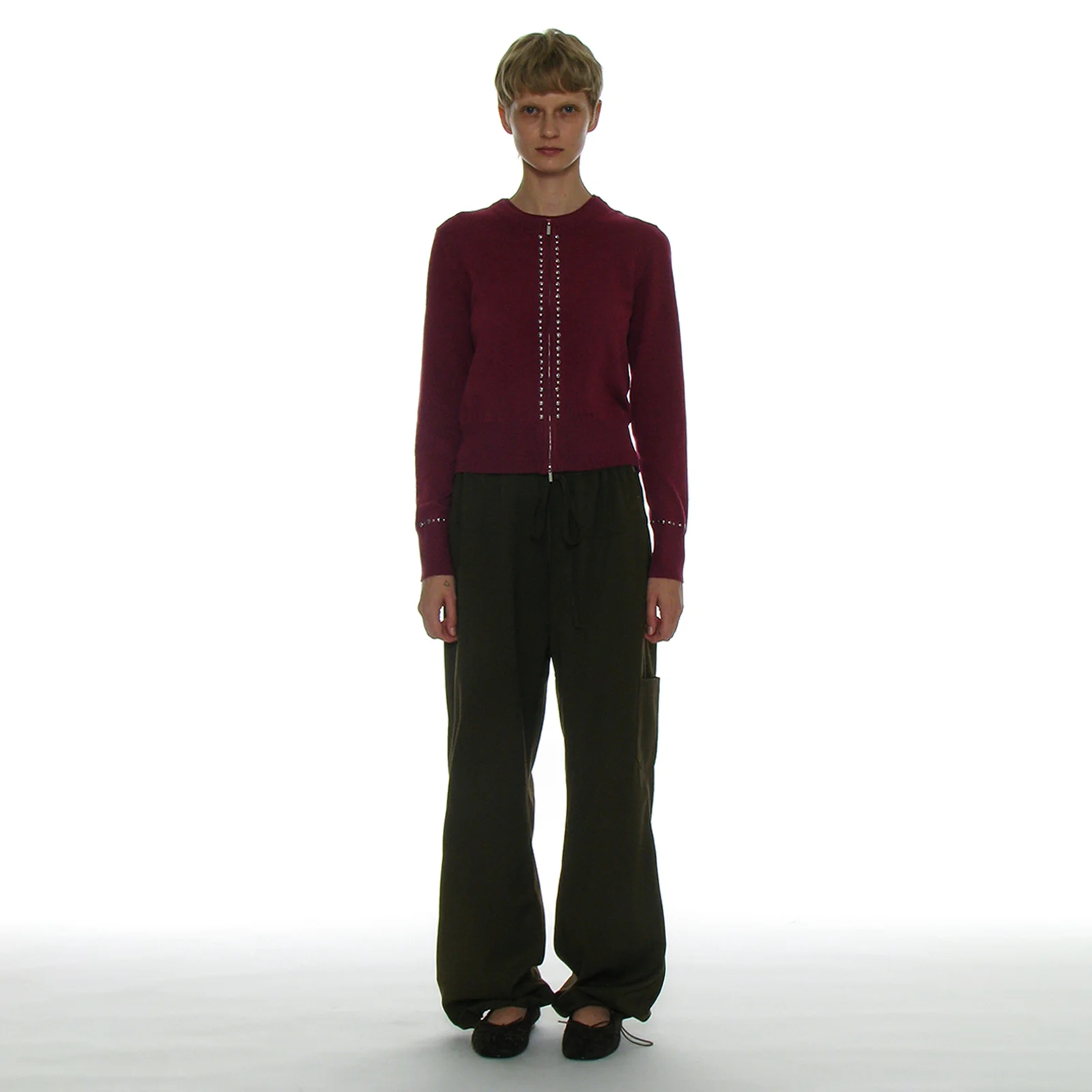 DRAWSTRING ROUNDING SLACKS_KHAKI BROWN