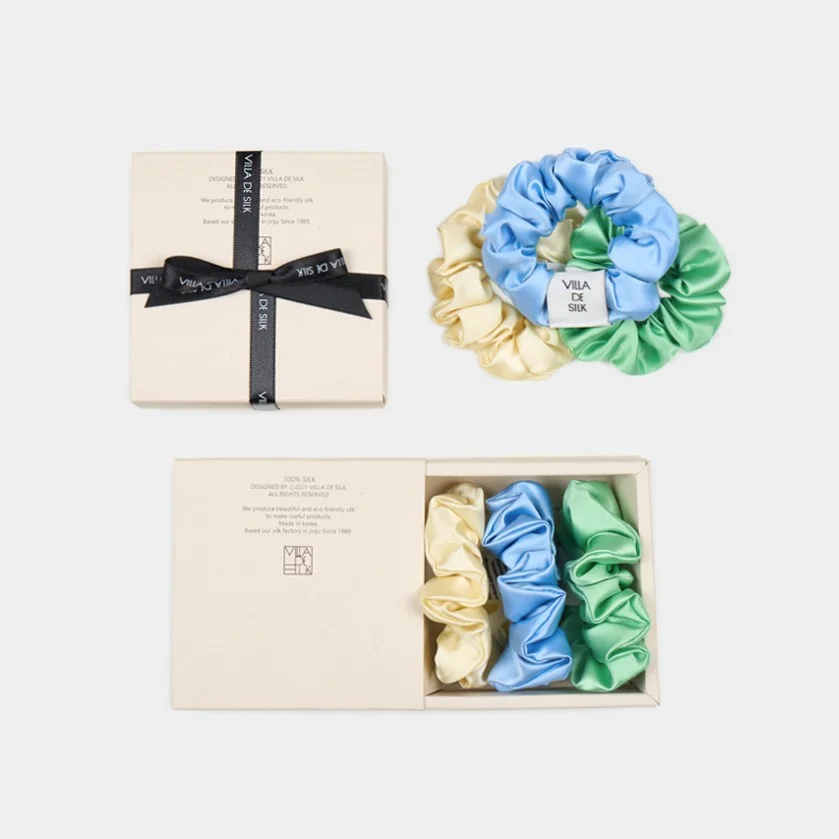 Baby scrunchie 3set (Cream/Baby Blue/Mint) 真絲 髮圈 套裝